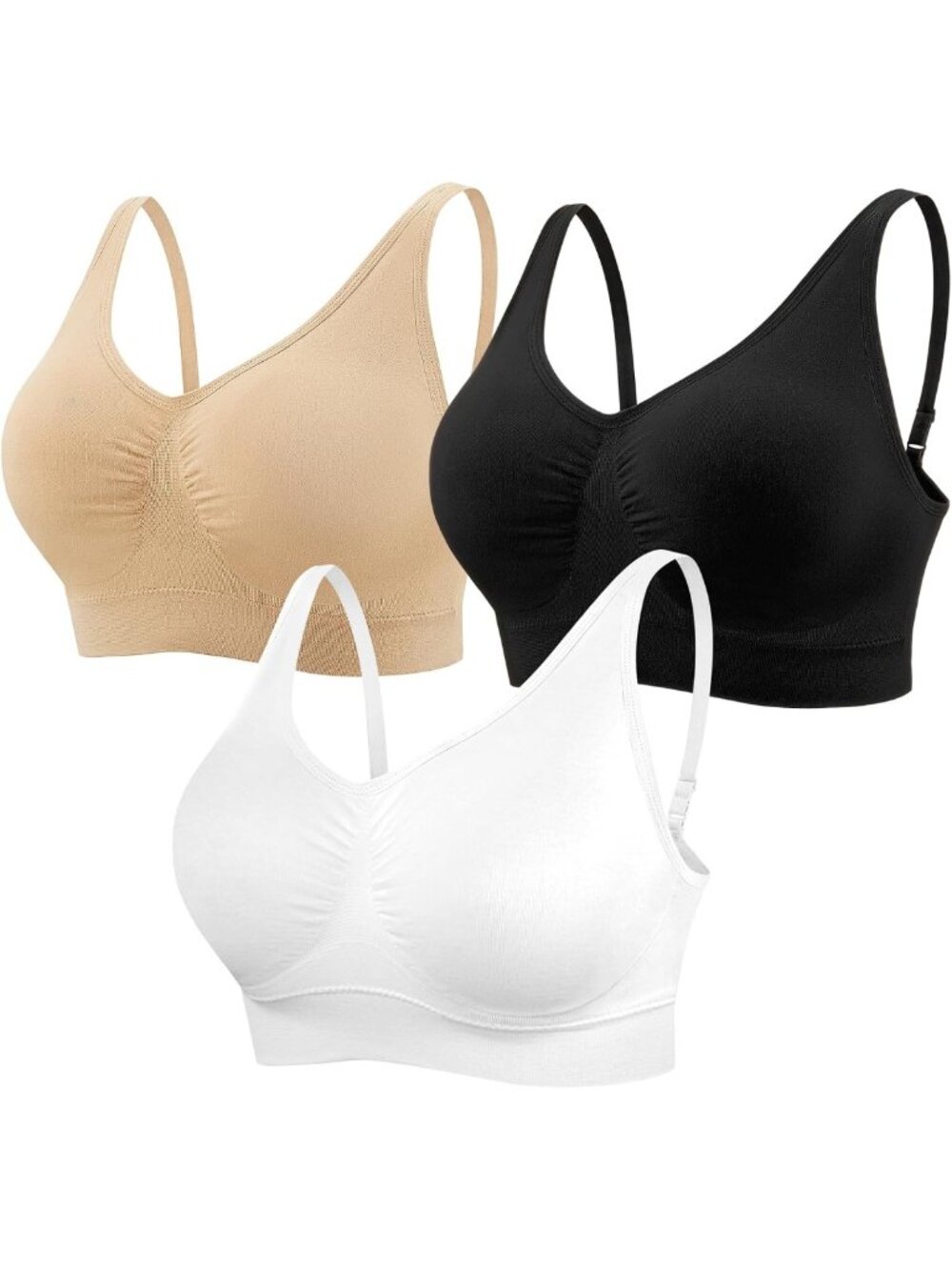 Wireless Seamless Yoga Bra for Women, Adjustable Straps, Comfortable Sports Bra